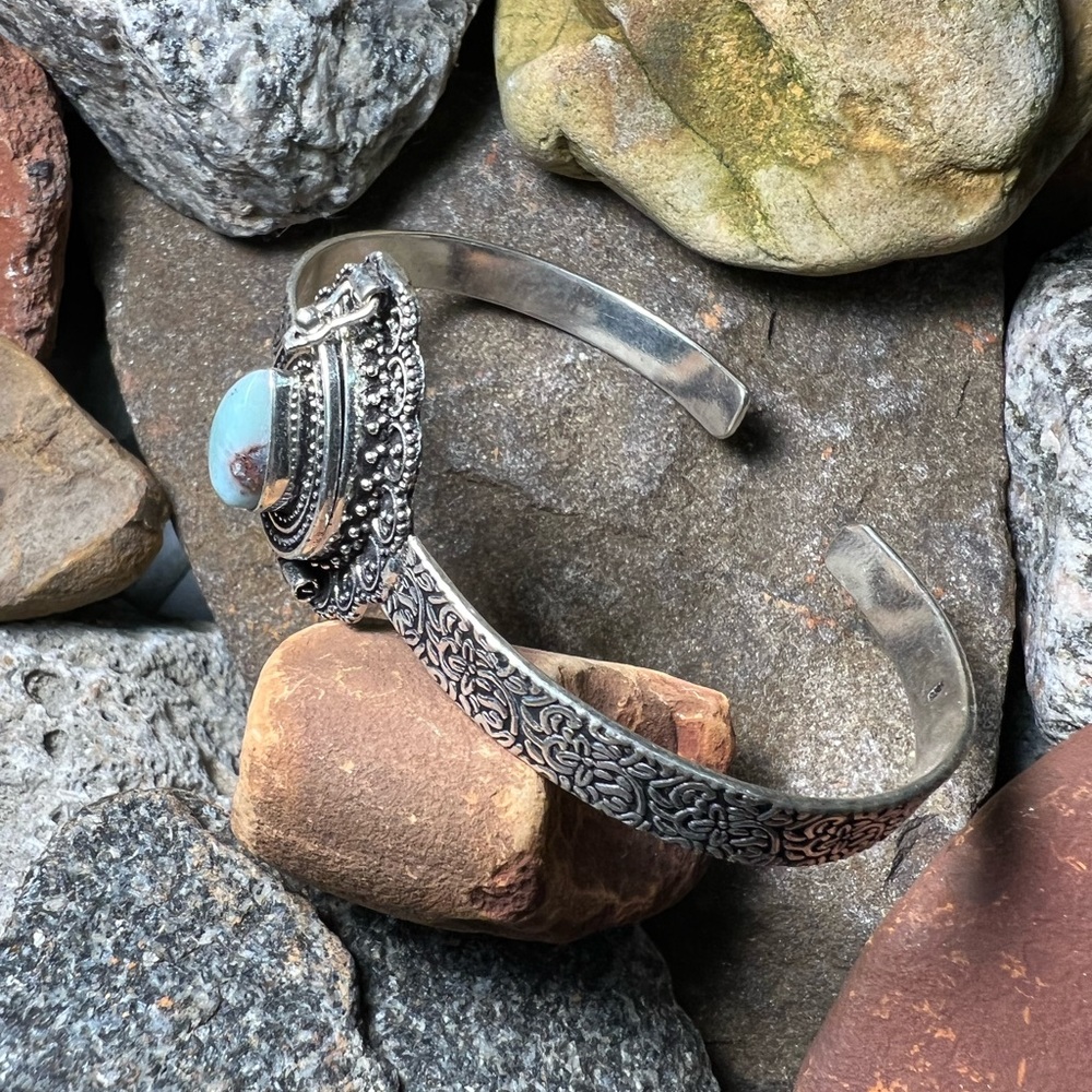Larimar poison box cuff bracelet - Picture 4 of 6